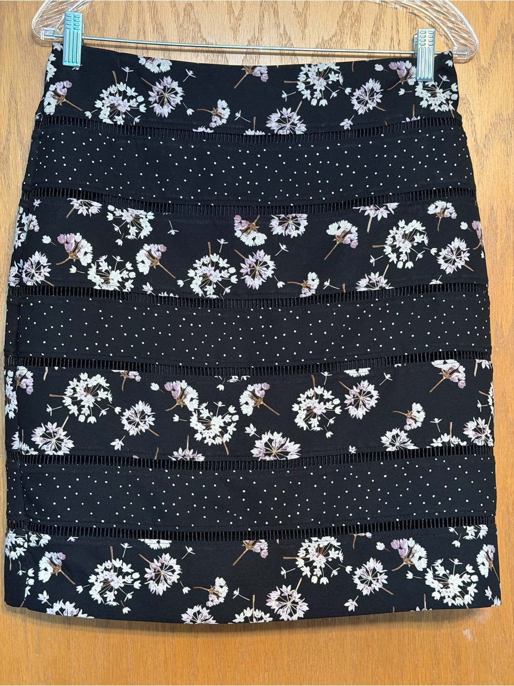 White House Black Market Black Floral & Dot Pencil Skirt